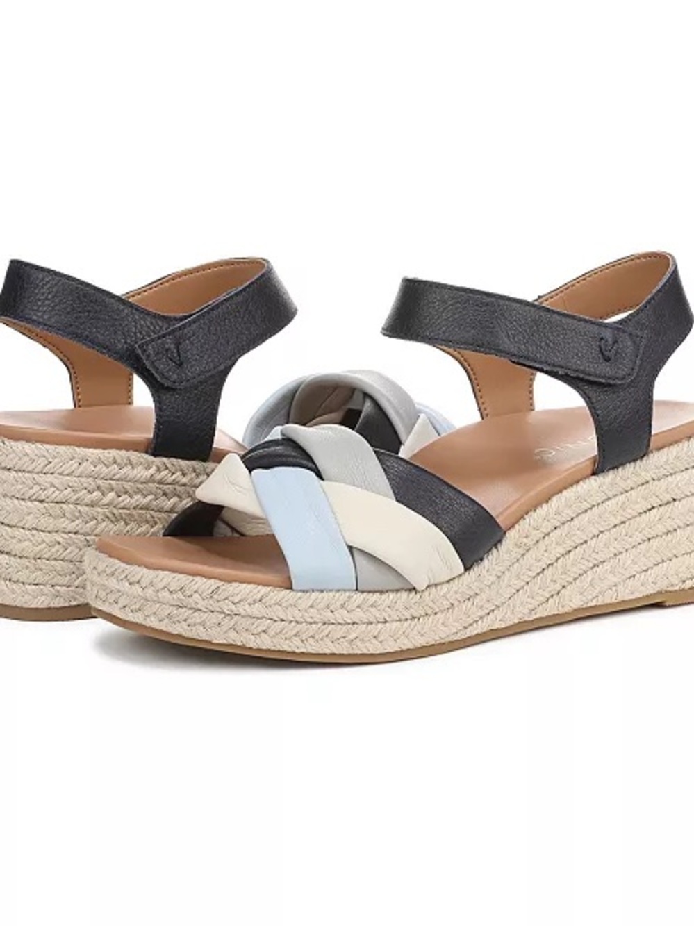Vionic Navy Multi-Color Braided Espadrille Wedge Sandal Preloved Size 8 Preloved - Picture 3 of 6